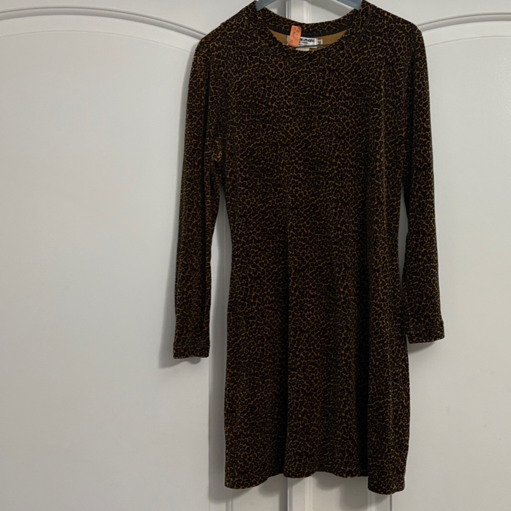 Leopard Print Long Sleeve Dress